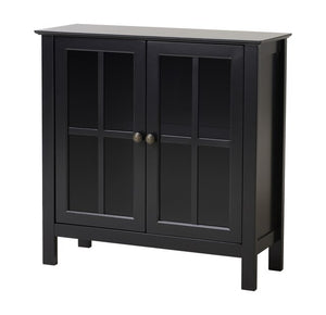 OS Home and Office Black Glass Door Accent Cabinet