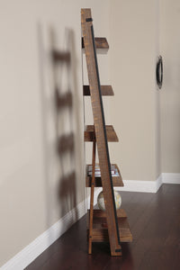 Industrial Open Shelf Ladder Bookcase