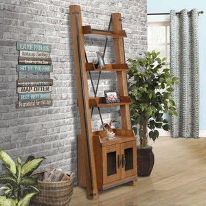 OS Home and Office Furniture Two Door Ladder Bookcase