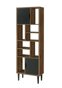 OS Home and Office Mid Century Modern Accent Bookcase with 10 Storage Areas on Wood Legs