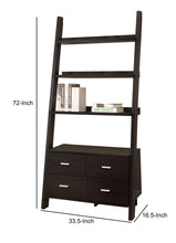 Load image into Gallery viewer, Benzara Cappuccino Ladder Bookcase With 4 Storage Drawers