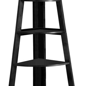 Benzara High And Spacey Stylish Black Wooden Ladder Shelf