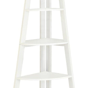 Benzara White Ladder Bookshelf