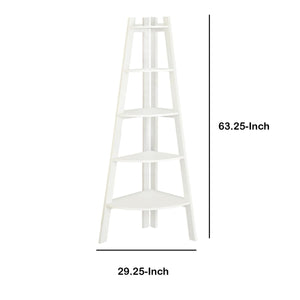 Benzara White Ladder Bookshelf