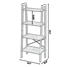 Load image into Gallery viewer, Iron Framed Ladder Storage Shelf With Four Wooden Bookshelves, by Benzara