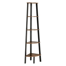 Load image into Gallery viewer, Five Tier Ladder Style Wooden Corner Bookshelf With Iron Framework