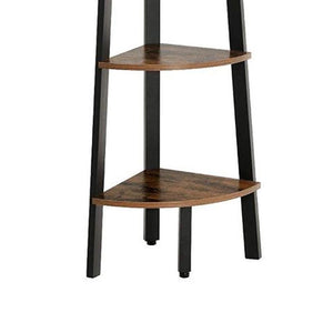 Five Tier Ladder Style Wooden Corner Bookshelf With Iron Framework