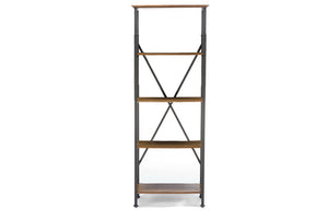 Baxton Studio Lancashire Brown Wood & Metal Bookcase