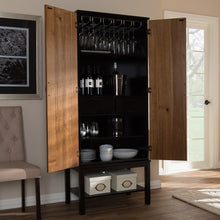 Load image into Gallery viewer, Baxton Studio Marya Mid-Century Modern Dark Brown And Walnut Two-Tone Wine Cabinet