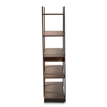 Load image into Gallery viewer, Modern Walnut Brown Finished 5-Tier Wood Geometric Display Shelf