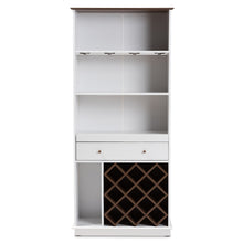 Load image into Gallery viewer, Baxton Studio Serafino Mid-Century Modern Dark Grey and Oak Finished Wood Wine Cabinet