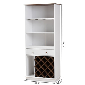 Baxton Studio Serafino Mid-Century Modern Dark Grey and Oak Finished Wood Wine Cabinet